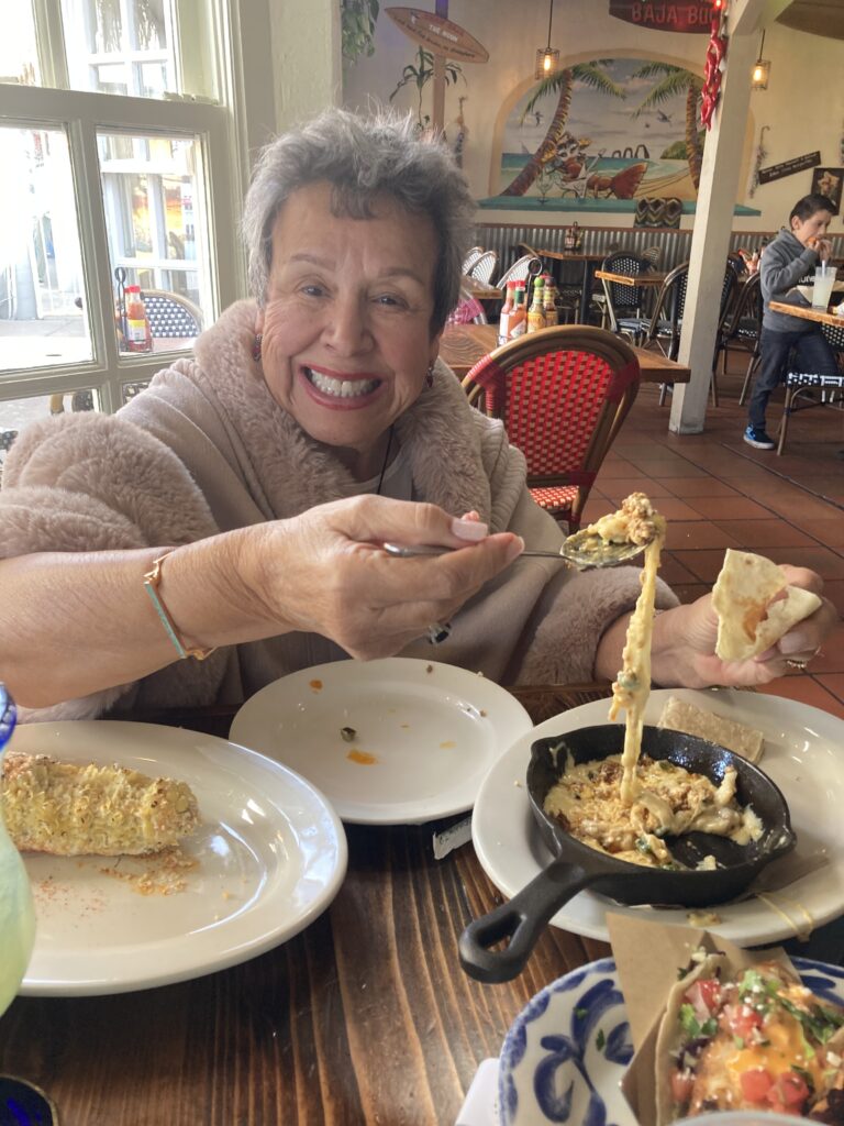 Enjoying Mexican food in Oceanside Harbor, California: Queso Fundido and Mexican Style “Elote” Street Corn