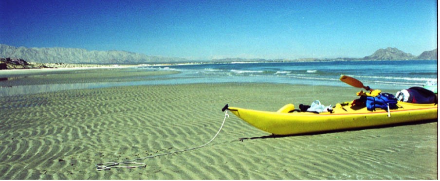 Kayak on the beach of Sea of Cortez about 8 miles south of San Felipe, Baja California.