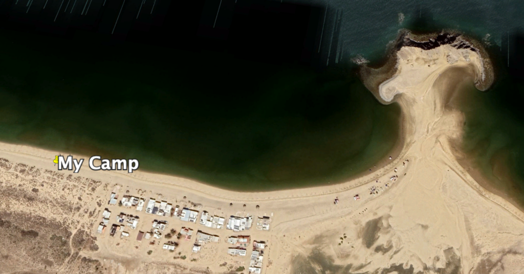 Kayaking in Sea of Cortez: This image shows where I camped on the shore near Punta Final.